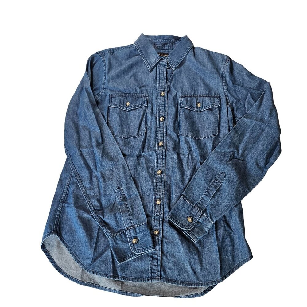 Banana Republic Women's Cotton Denim Jean Button Down Shirt Size Small
